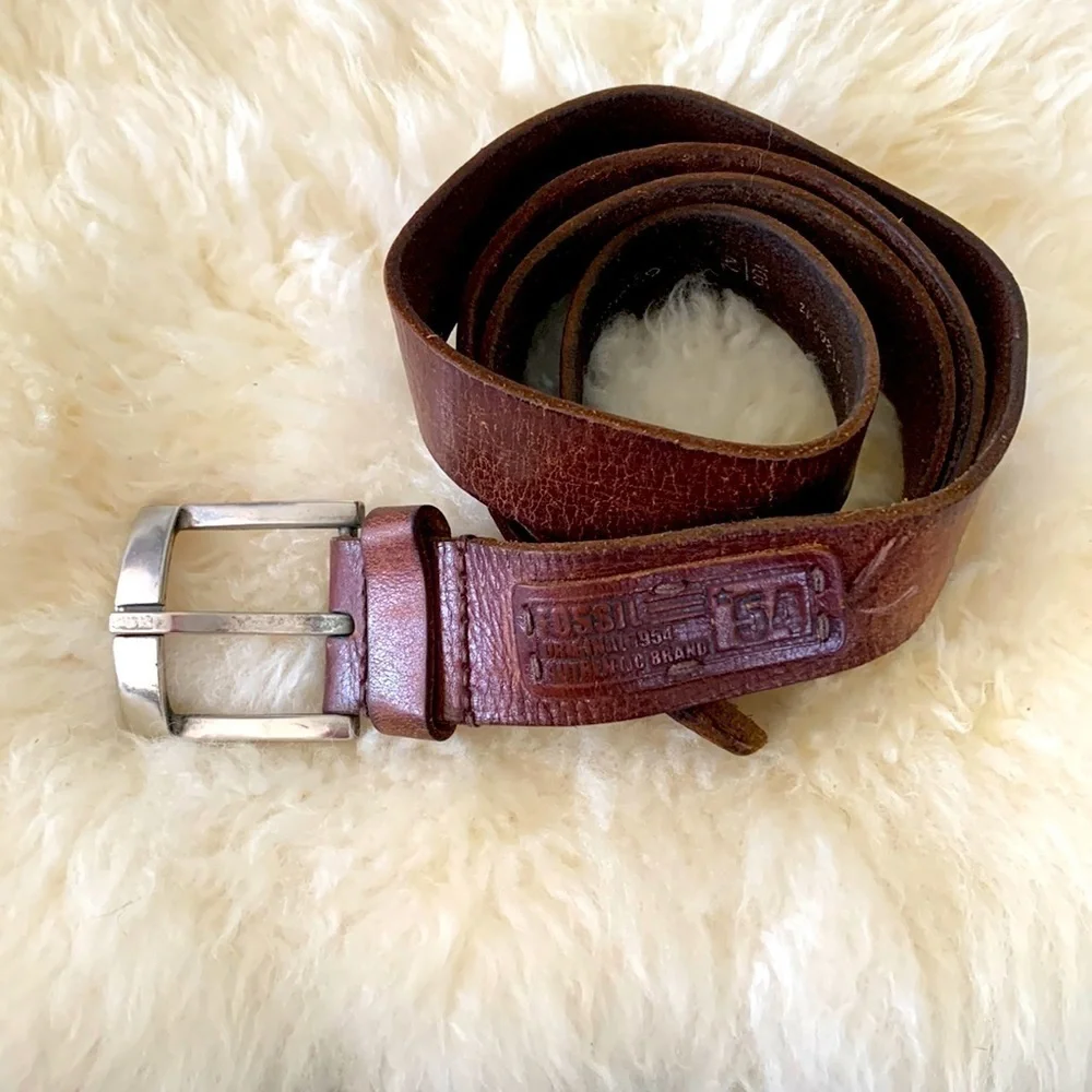 Fossil brown genuine leather men’s belt, size 42